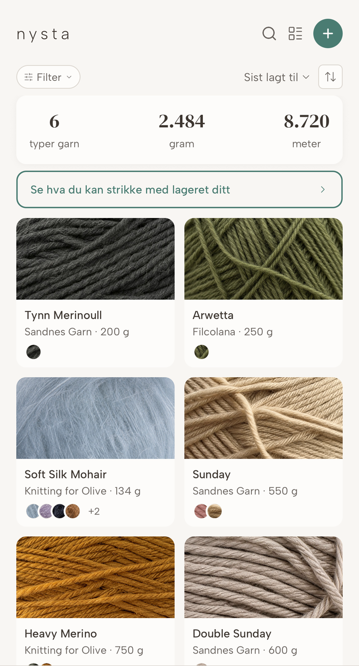 Få oversikt over hele garnlageret ditt